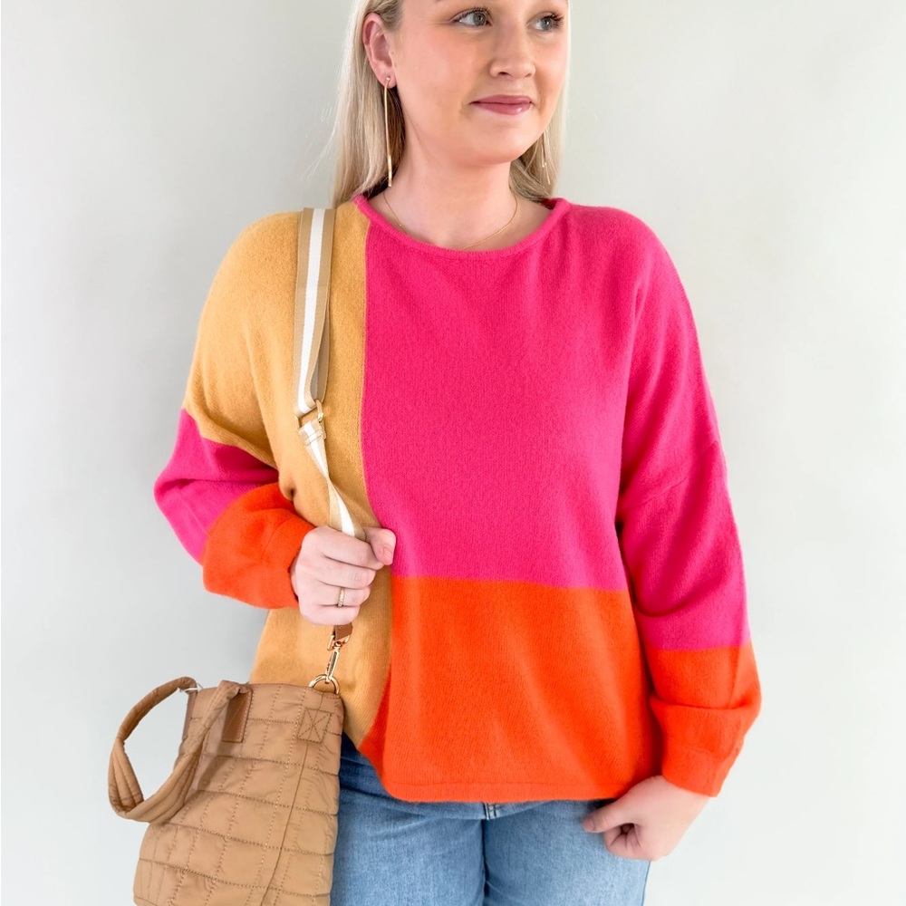 Olivaceous Color Block Sweater Size Small - image 4